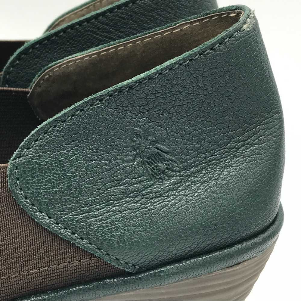 Fly London Shoes YUA Women's 39 US 8-8.5 Platform Wedges Green Leather Bootie - Picture 7 of 15